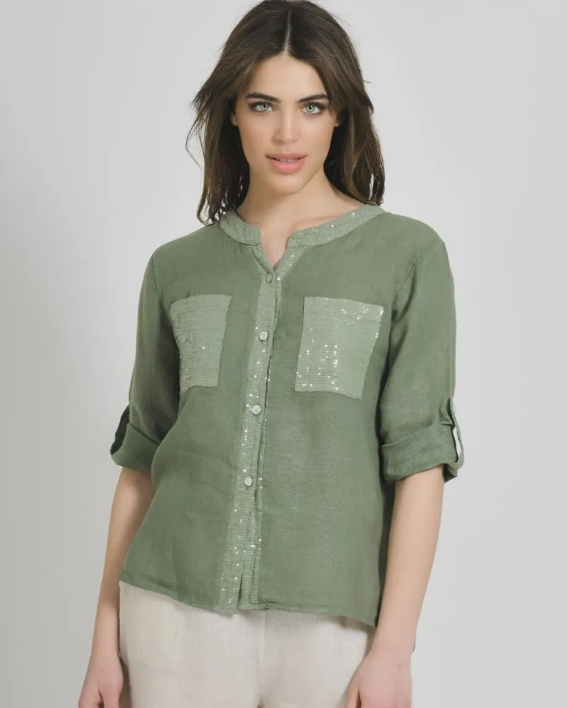 ΠΟΥΚΑΜΙΣΟ/ΜΠΛΟΥΖΑ ΣΕ ΧΑΚΙ ΧΡΩΜΑ ONE SIZE (100% LINEN)