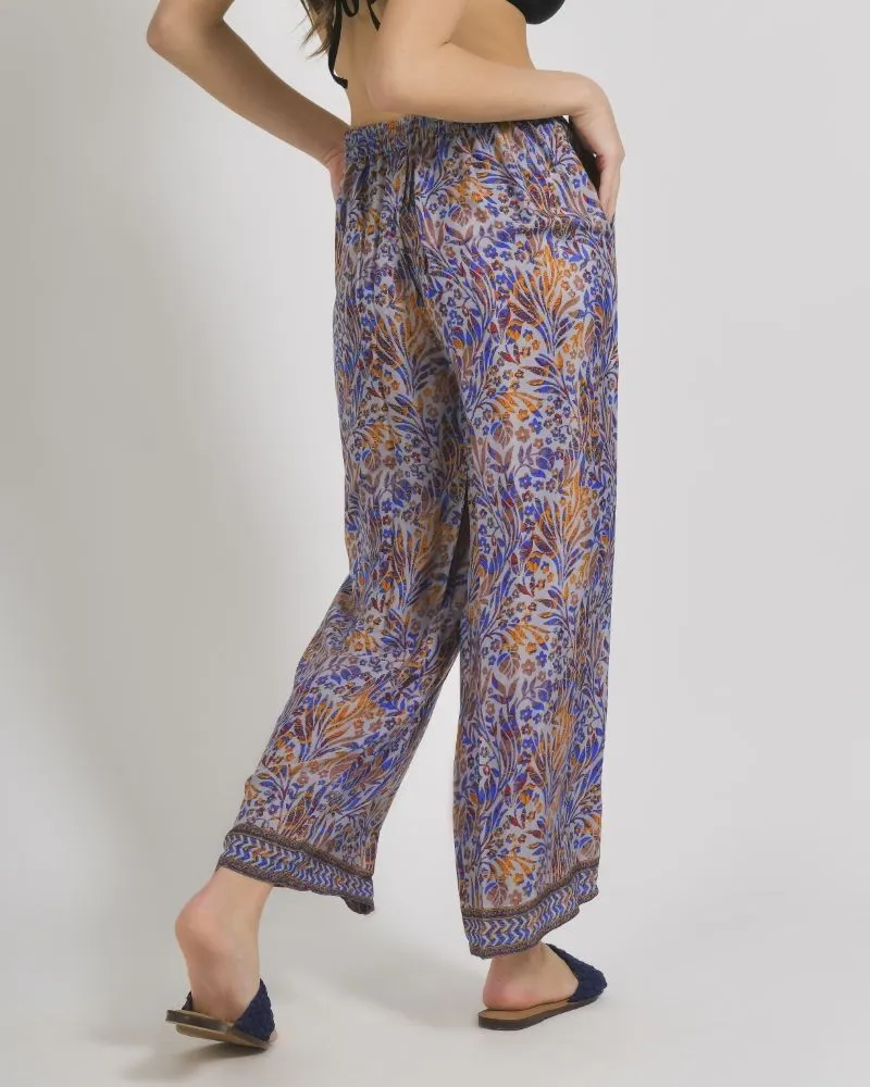 ΠΑΝΤΕΛΟΝΑ ΣΕ ΜΠΛΕ/ΠΟΡΤΟΚΑΛΙ ΧΡΩΜΑ ΜΕ ΣΧΕΔΙΑ ONE SIZE (28%SILK /72% CREPE)