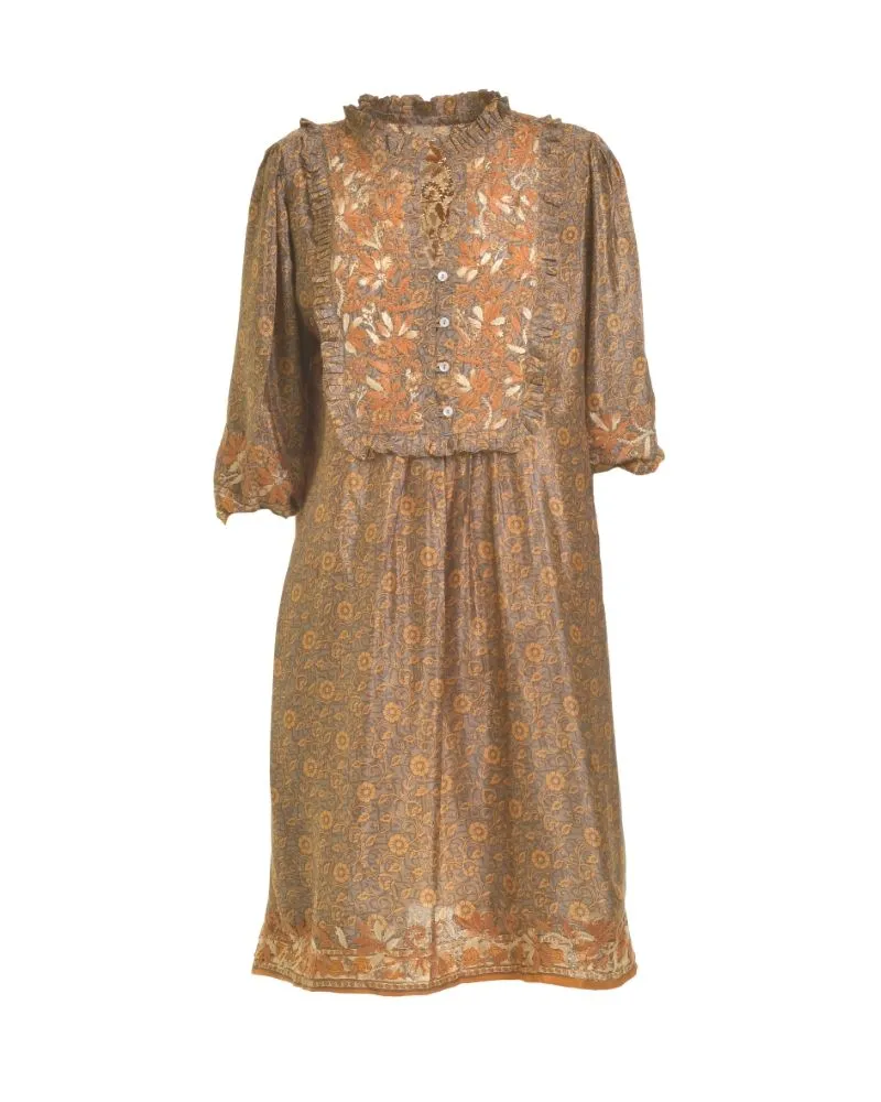 ΦΟΡΕΜΑ ΣΕ ΠΟΡΤΟΚΑΛΙ ΧΡΩΜΑ ΜΕ ΣΧΕΔΙΑ ΜΑΚΡΥ ΜΑΝΙΚΙ ONE SIZE (28%SILK / 72%CREPE)