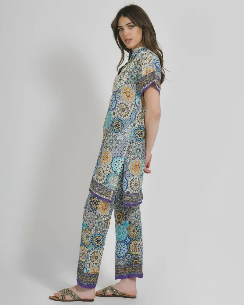 ΜΠΛΟΥΖΑ/TUNIC ΚΟΝΤΟΜΑΝΙΚΗ ΕΜΠΡΙΜΕ ΣΕ ΜΠΛΕ ΧΡΩΜΑ S/M (28%SILK / 72%CREPE)