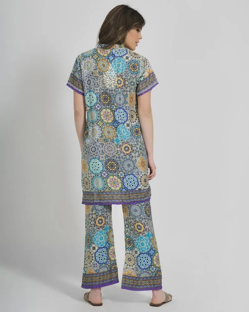 ΜΠΛΟΥΖΑ/TUNIC ΚΟΝΤΟΜΑΝΙΚΗ ΕΜΠΡΙΜΕ ΣΕ ΜΠΛΕ ΧΡΩΜΑ S/M (28%SILK / 72%CREPE)