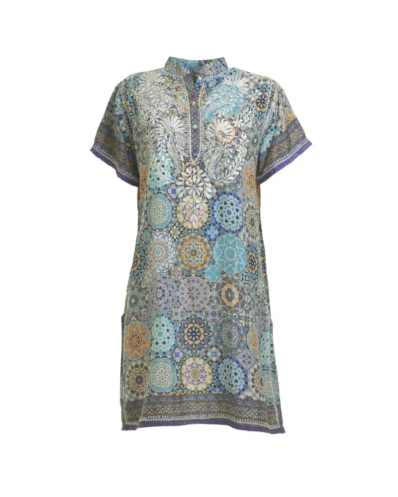 ΜΠΛΟΥΖΑ/TUNIC ΚΟΝΤΟΜΑΝΙΚΗ ΕΜΠΡΙΜΕ ΣΕ ΜΠΛΕ ΧΡΩΜΑ S/M (28%SILK / 72%CREPE)