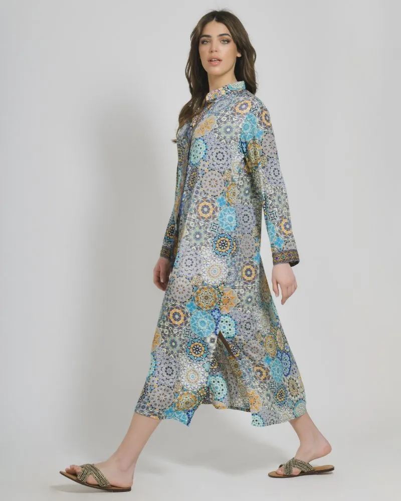 ΠΟΥΚΑΜΙΣΑ ΜΑΚΡΙΑ ΕΜΠΡΙΜΕ ΣΕ ΜΠΛΕ ΧΡΩΜΑ S/M (28%SILK / 72%CREPE)