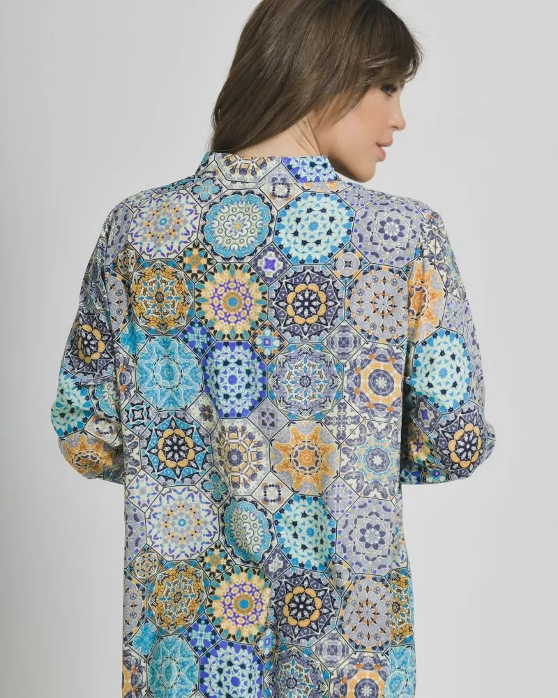 ΠΟΥΚΑΜΙΣΑ ΜΑΚΡΙΑ ΕΜΠΡΙΜΕ ΣΕ ΜΠΛΕ ΧΡΩΜΑ S/M (28%SILK / 72%CREPE)