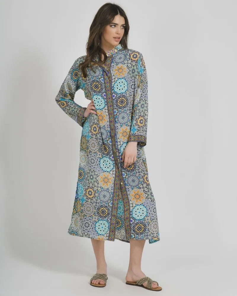 ΠΟΥΚΑΜΙΣΑ ΜΑΚΡΙΑ ΕΜΠΡΙΜΕ ΣΕ ΜΠΛΕ ΧΡΩΜΑ M/L (28%SILK / 72%CREPE)