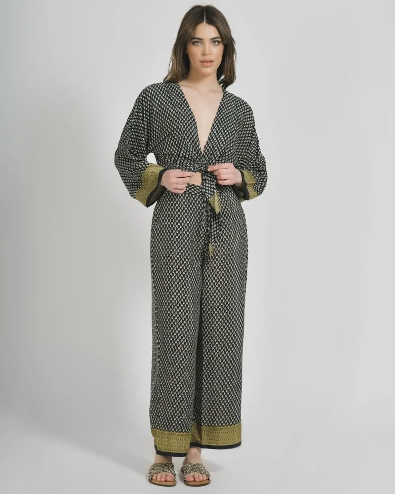 ΤΟΠ ΚΟΝΤΟ ΜΕ ΔΕΣΙΜΟ ΕΜΠΡΙΜΕ ΣΕ ΜΑΥΡΟ/ΜΠΕΖ ΧΡΩΜΑ ONE SIZE (28%SILK / 72%CREPE)