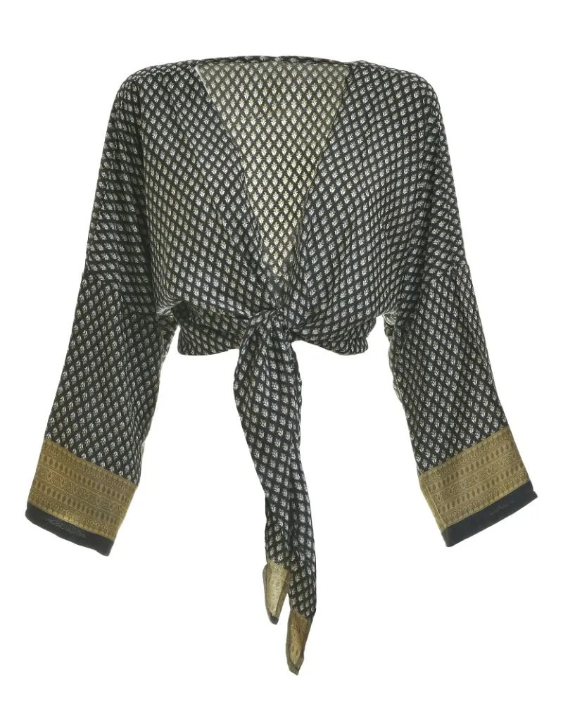 ΤΟΠ ΚΟΝΤΟ ΜΕ ΔΕΣΙΜΟ ΕΜΠΡΙΜΕ ΣΕ ΜΑΥΡΟ/ΜΠΕΖ ΧΡΩΜΑ ONE SIZE (28%SILK / 72%CREPE)