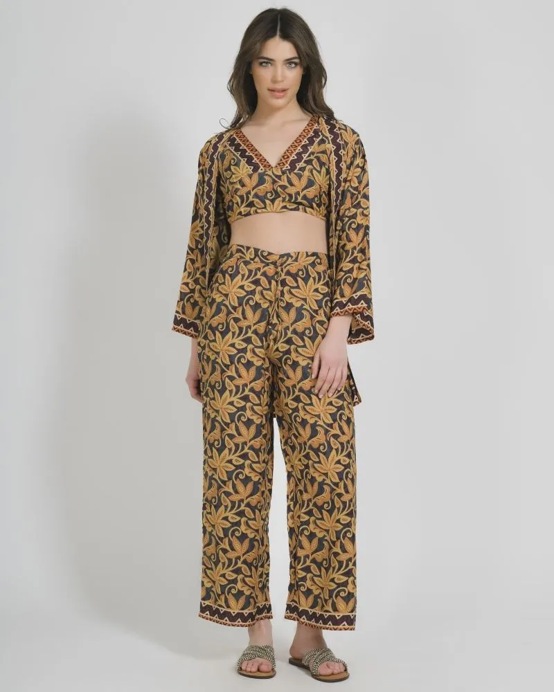 S/3 ΚΙΜΟΝΟ, ΤΟΠ ΚΑΙ ΠΑΝΤΕΛΟΝΑ ΕΜΠΡΙΜΕ ΣΕ ΜΑΥΡΟ/ΜΟΥΣΤΑΡΔΙ ΧΡΩΜΑ ONE SIZE (28%SILK / 72%CREPE) S/3 ΚΙΜΟΝΟ, ΤΟΠ ΚΑΙ ΠΑΝΤΕΛΟΝΑ ΕΜΠΡΙΜΕ ΣΕ ΜΑΥΡΟ/ΜΟΥΣΤΑΡΔΙ ΧΡΩΜΑ ONE SIZE (28%SILK / 72%CREPE)