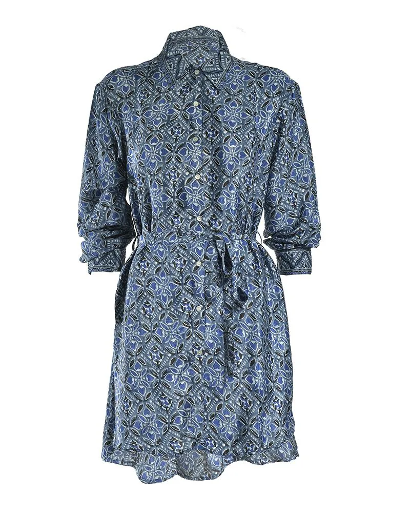 ΠΟΥΚΑΜΙΣΑ ΜΑΚΡΥΑ ΜΕ ΖΩΝΑΡΙ ΜΠΛΕ S/M (28%SILK / 72%CREPE)