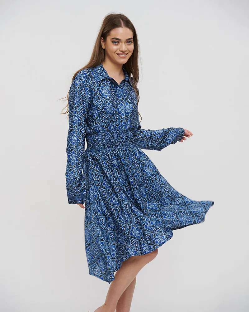 ΦΟΡΕΜΑ ΜΠΛΕ M/L (28%SILK / 72%CREPE)