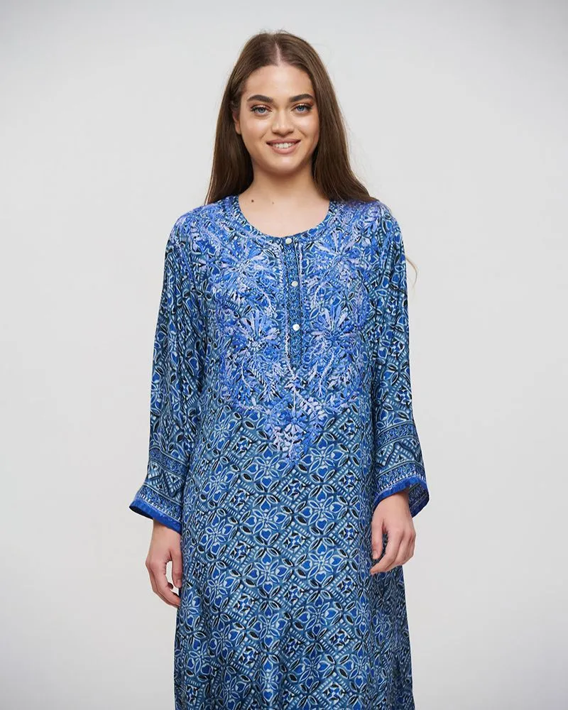 ΦΟΡΕΜΑ ΜΑΚΡΥ ΜΠΛΕ M/L (28%SILK / 72%CREPE)