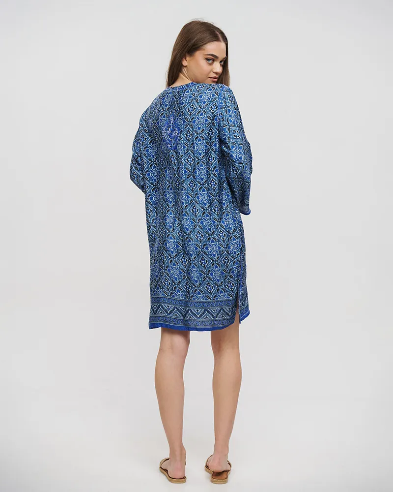 TUNIC ΜΠΛΕ S/M (28%SILK / 72%CREPE)