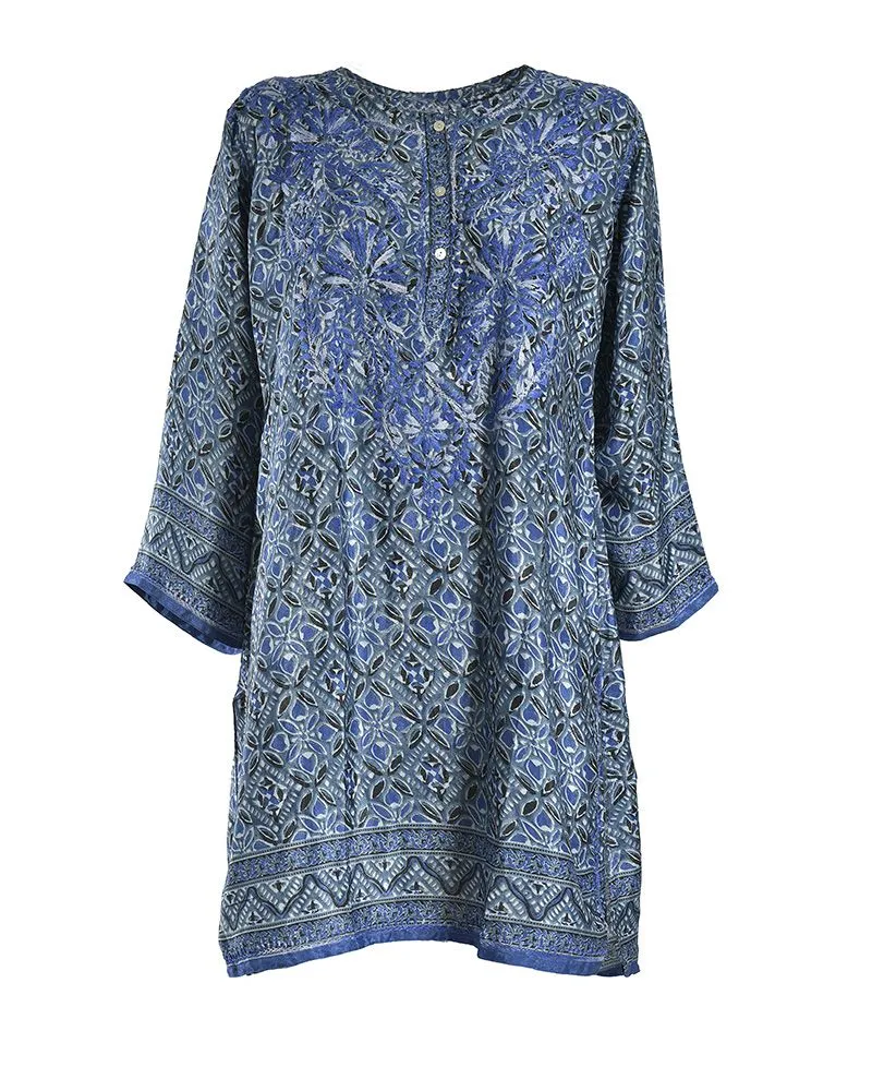 TUNIC ΜΠΛΕ S/M (28%SILK / 72%CREPE)