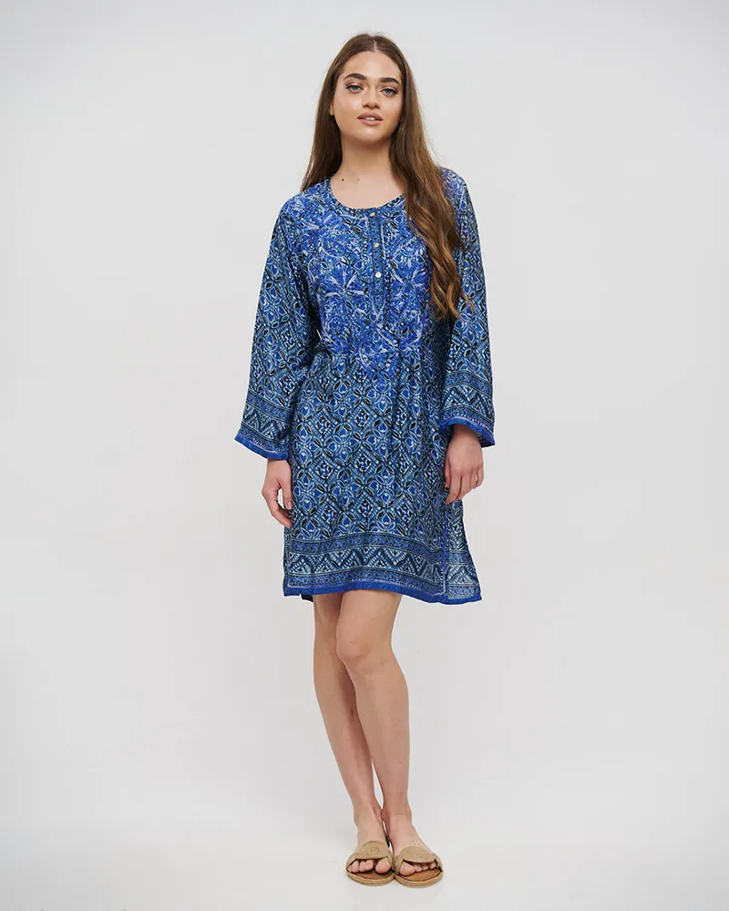 TUNIC ΜΠΛΕ M/L (28%SILK / 72%CREPE) TUNIC ΜΠΛΕ M/L (28%SILK / 72%CREPE)