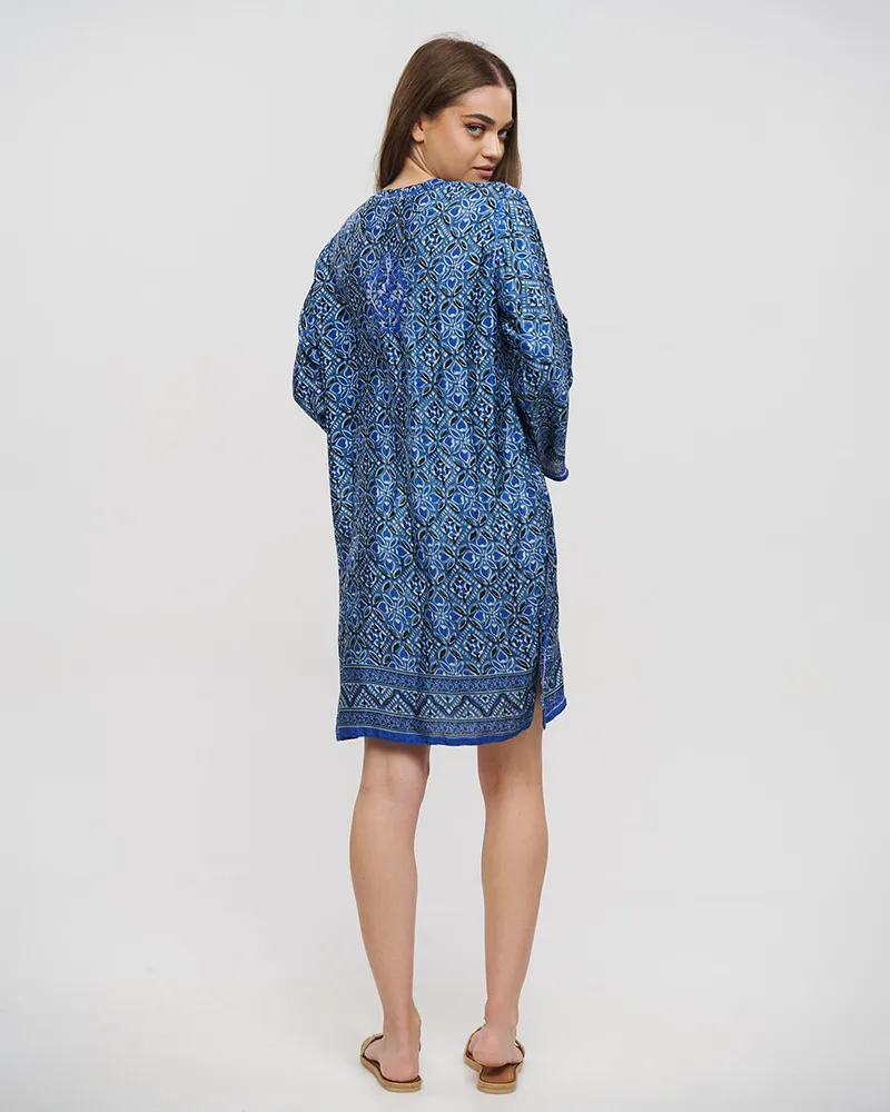 TUNIC ΜΠΛΕ M/L (28%SILK / 72%CREPE)