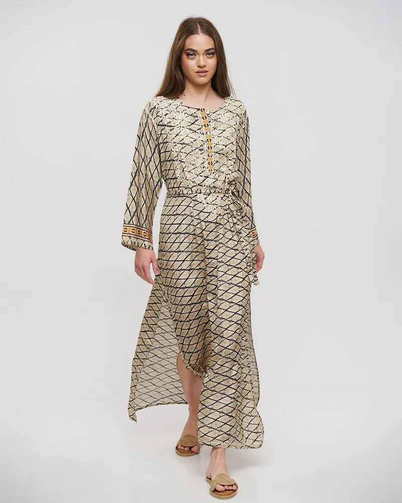 ΦΟΡΕΜΑ ΜΑΚΡΥ ΡΟΜΒΟΙ S/M (28%SILK / 72%CREPE)