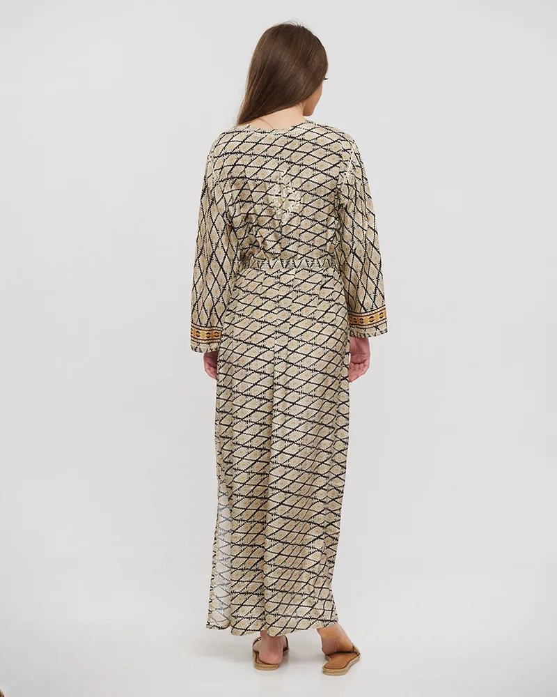 ΦΟΡΕΜΑ ΜΑΚΡΥ ΡΟΜΒΟΙ S/M (28%SILK / 72%CREPE)