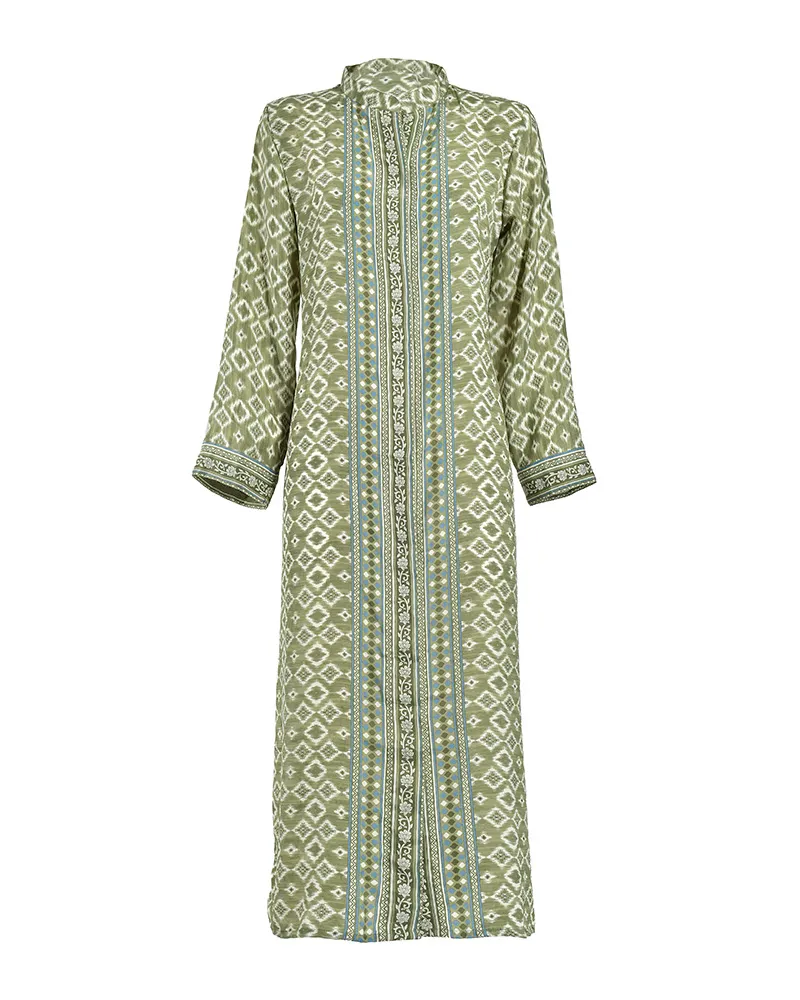 ΠΟΥΚΑΜΙΣΑ ΜΑΚΡΙΑ ΣΕ ΠΡΑΣΙΝΟ ΧΡΩΜΑ ΜΕ ΣΧΕΔΙΑ S/M (28%SILK / 72%CREPE)