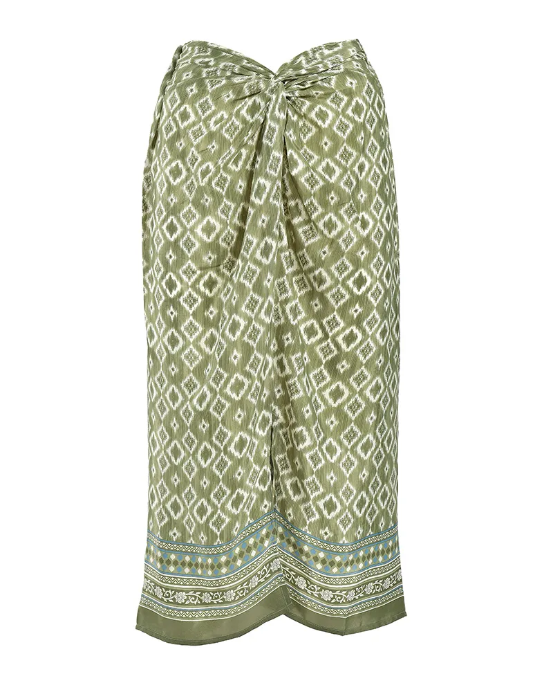 ΦΟΥΣΤΑ ΜΕ ΑΝΟΙΓΜΑ ΣΕ ΠΡΑΣΙΝΟ ΧΡΩΜΑ ΜΕ ΣΧΕΔΙΑ S/M (28%SILK / 72%CREPE)