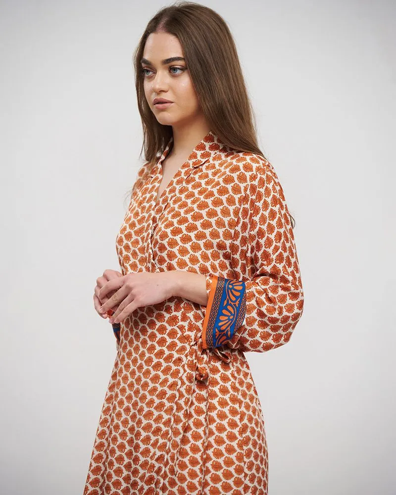 ΦΟΡΕΜΑ ΜΑΚΡΥ ΚΡΟΥΑΖΕ ΣΕ ΜΠΕΖ/ΠΟΡΤΟΚΑΛΙ ΧΡΩΜΑ ΜΕ ΣΧΕΔΙΑ ONE SIZE (28%SILK / 72%CREPE)