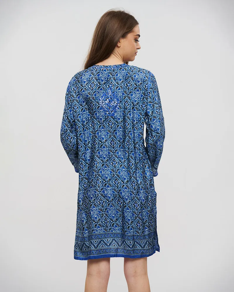TUNIC ΜΠΛΕ L/XL (28%SILK / 72%CREPE)