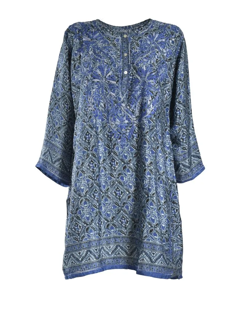 TUNIC ΜΠΛΕ L/XL (28%SILK / 72%CREPE) TUNIC ΜΠΛΕ L/XL (28%SILK / 72%CREPE)