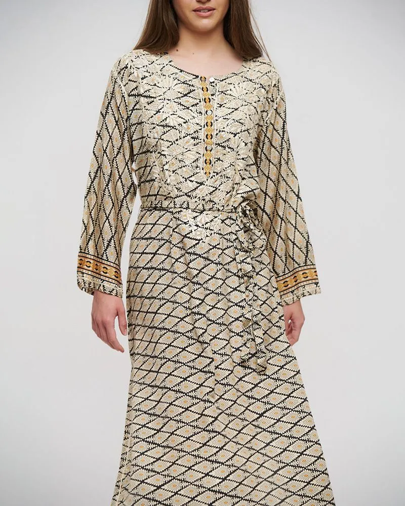 ΦΟΡΕΜΑ ΜΑΚΡΥ ΡΟΜΒΟΙ L/XL (28%SILK / 72%CREPE)