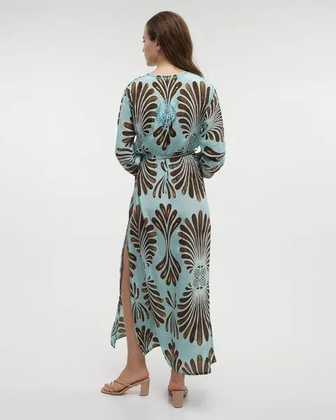 ΦΟΡΕΜΑ ΜΑΚΡΥ ΓΑΛΑΖΙΟ/ΚΑΦΕ S/M (28%SILK / 72% POLYESTER) ΦΟΡΕΜΑ ΜΑΚΡΥ ΓΑΛΑΖΙΟ/ΚΑΦΕ S/M (28%SILK / 72% POLYESTER)