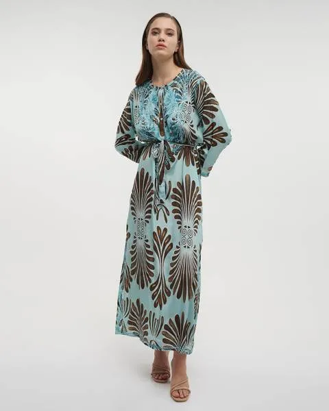 ΦΟΡΕΜΑ ΜΑΚΡΥ ΓΑΛΑΖΙΟ/ΚΑΦΕ S/M (28%SILK / 72% POLYESTER)