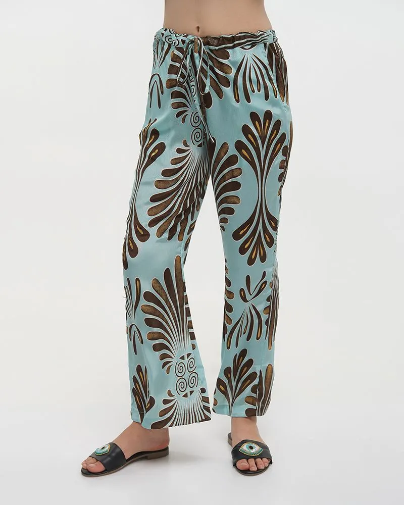 ΠΑΝΤΕΛΟΝΑ ΜΕ ΤΣΕΠΕΣ ΣΕ ΓΑΛΑΖΙΟ/ΚΑΦΕ S/M (28%SILK / 72% POLYESTER) ΠΑΝΤΕΛΟΝΑ ΜΕ ΤΣΕΠΕΣ ΣΕ ΓΑΛΑΖΙΟ/ΚΑΦΕ S/M (28%SILK / 72% POLYESTER)