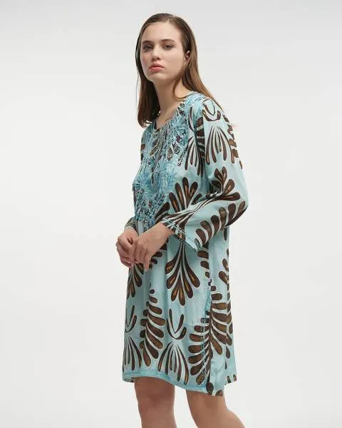 TUNIC ΓΑΛΑΖΙA/ΚΑΦΕ S/M (28%SILK / 72% POLYESTER)
