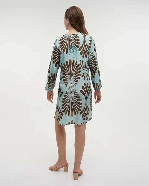 TUNIC ΓΑΛΑΖΙA/ΚΑΦΕ L/XL (28%SILK / 72% POLYESTER) TUNIC ΓΑΛΑΖΙA/ΚΑΦΕ L/XL (28%SILK / 72% POLYESTER)