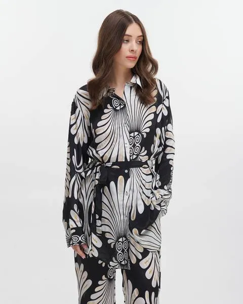 ΠΟΥΚΑΜΙΣΑ ΜΑΚΡΙΑ ΜΕ ΖΩΝΑΡΙ ΜΑΥΡΗ/ΚΑΦΕ M/L (28%SILK / 72% POLYESTER) ΠΟΥΚΑΜΙΣΑ ΜΑΚΡΙΑ ΜΕ ΖΩΝΑΡΙ ΜΑΥΡΗ/ΚΑΦΕ M/L (28%SILK / 72% POLYESTER)