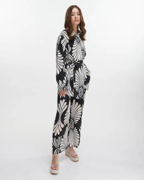 ΠΟΥΚΑΜΙΣΑ ΜΑΚΡΙΑ ΜΕ ΖΩΝΑΡΙ ΜΑΥΡΗ/ΚΑΦΕ M/L (28%SILK / 72% POLYESTER)