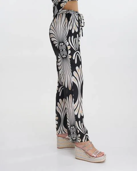 ΠΑΝΤΕΛΟΝΑ ΜΕ ΤΣΕΠΕΣ ΣΕ ΜΑΥΡΟ/ΚΑΦΕ M/L (28%SILK / 72% POLYESTER)