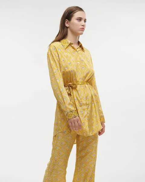 ΠΟΥΚΑΜΙΣΑ ΜΑΚΡΙΑ ΕΜΠΡΙΜΕ ΜΕ ΖΩΝΑΡΙ ΚΙΤΡΙΝΗ S/M (28%SILK / 72% POLYESTER)