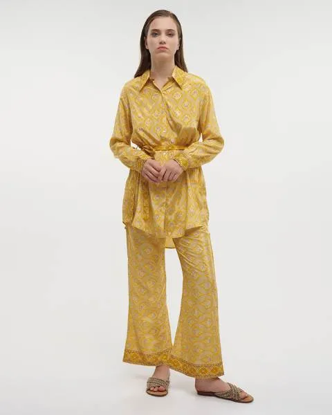 ΠΟΥΚΑΜΙΣΑ ΜΑΚΡΙΑ ΕΜΠΡΙΜΕ ΜΕ ΖΩΝΑΡΙ ΚΙΤΡΙΝΗ S/M (28%SILK / 72% POLYESTER)