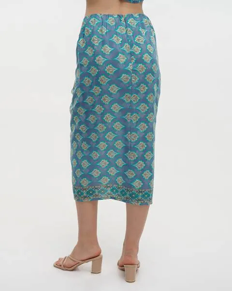 ΦΟΥΣΤΑ ΚΟΝΤΗ ΜΕ ΣΟΥΡΑ ΕΜΠΡΙΜΕ ΣΕ ΜΠΛΕ M/L (28%SILK / 72% POLYESTER)