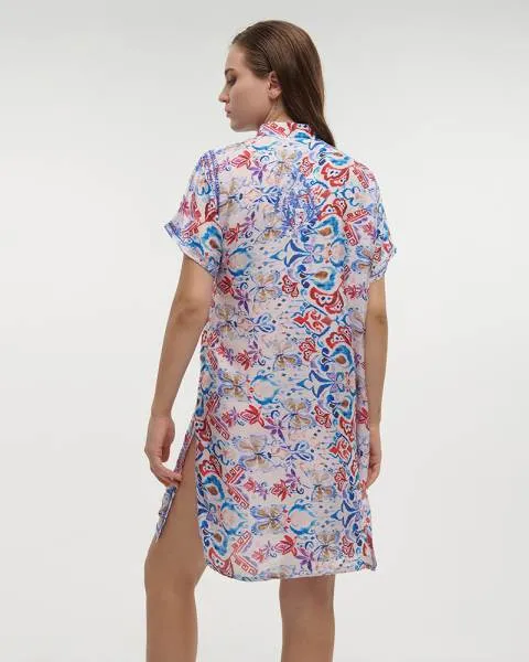 ΜΠΛΟΥΖΑ/TUNIC ΚΟΝΤΟΜΑΝΙΚΗ ΕΜΠΡΙΜΕ ΠΟΛΥΧΡΩΜΗ ΜΕ ΣΧΕΔΙΑ M/L (28%SILK / 72% POLYESTER)