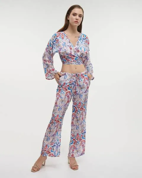 ΤΟΠ ΚΟΝΤΟ ΜΕ ΔΕΣΙΜΟ ΕΜΠΡΙΜΕ ΠΟΛΥΧΡΩΜΟ ONE SIZE (28%SILK / 72% POLYESTER)