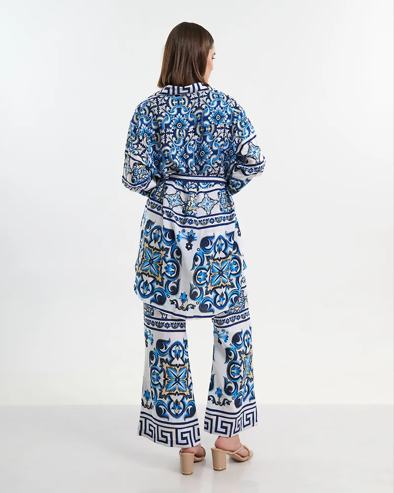 ΠΟΥΚΑΜΙΣΑ ΜΑΚΡΙΑ ΛΕΥΚΗ ΜΕ ΖΩΝΑΡΙ ΜΕ ΜΠΛΕ/ΧΡΥΣΑ ΜΟΤΙΒΑ S/M ( 28% SILK / 72% POLYESTER)