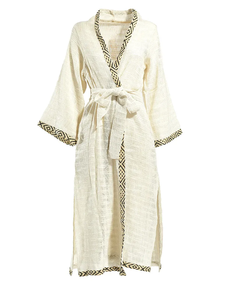 ΚΙΜΟΝΟ ΜΑΚΡΥ ΣΕ ΛΕΥΚΟ ΧΡΩΜΑ ΜΕ ΣΧΕΔΙΑ ONE SIZE (100% COTTON)