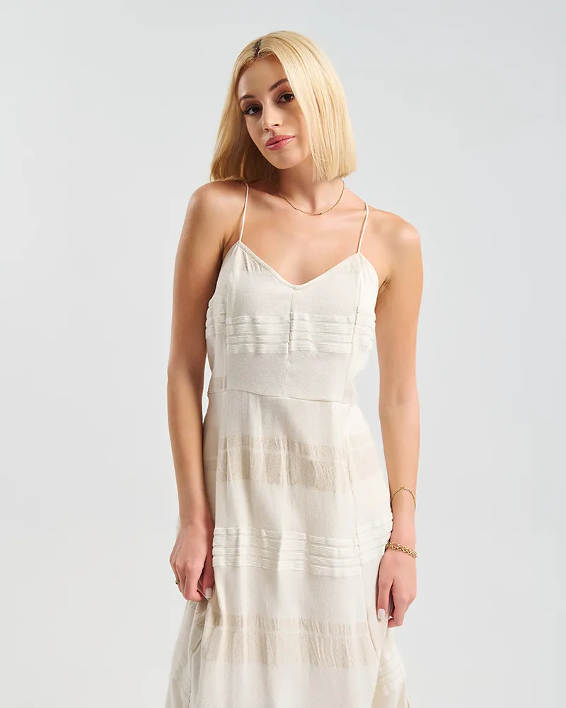 ΦΟΡΕΜΑ ΜΑΚΡΥ ΣΕ ΜΠΕΖ ΧΡΩΜΑ ΜΕ ΔΕΣΙΜΟ ΣΤΗΝ ΠΛΑΤΗ ONE SIZE (100% COTTON)