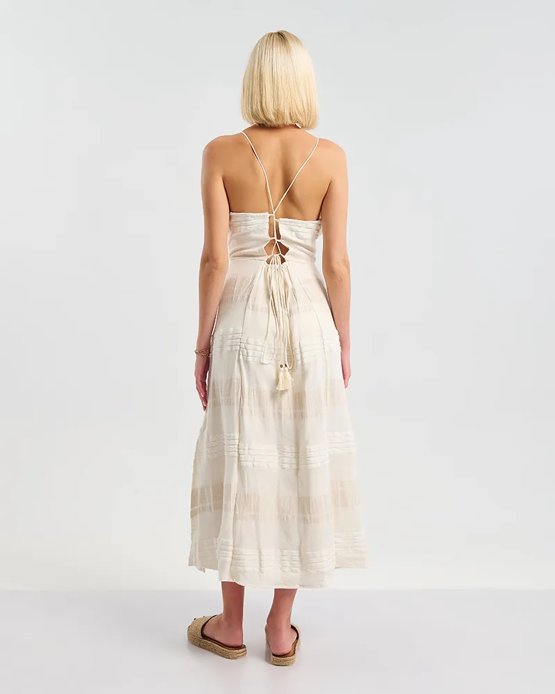 ΦΟΡΕΜΑ ΜΑΚΡΥ ΣΕ ΜΠΕΖ ΧΡΩΜΑ ΜΕ ΔΕΣΙΜΟ ΣΤΗΝ ΠΛΑΤΗ ONE SIZE (100% COTTON)