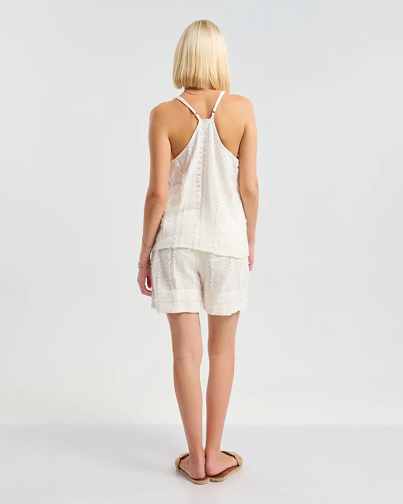 ΤΟΠ ΜΕ ΤΙΡΑΝΤΕΣ ΛΕΥΚΌ ONE SIZE ( 100% COTTON )