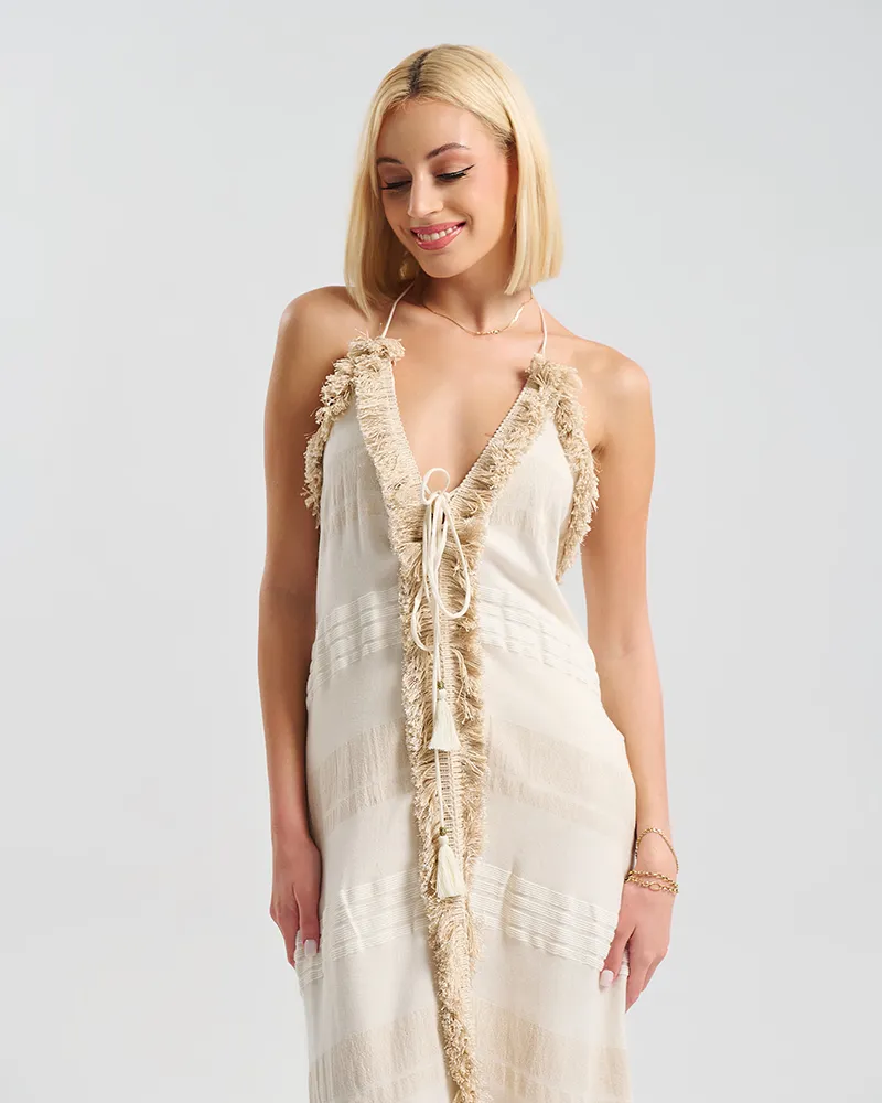 ΦΟΡΕΜΑ ΜΠΕΖ ΜΕ ΔΕΣΙΜΟ ΣΤΟΝ ΛΑΙΜΟ ΚΑΙ ΚΡΟΣΙΑONE SIZE ( 100% COTTON)