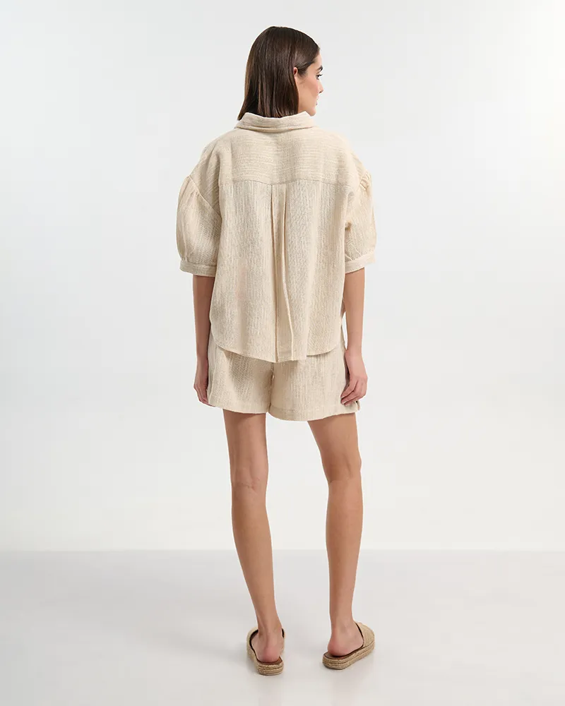 ΚΟΝΤΟΜΑΝΙΚΟ ΠΟΥΚΑΜΙΣΟ ΕΚΡΟΥ ONE SIZE ( 100% COTTON)