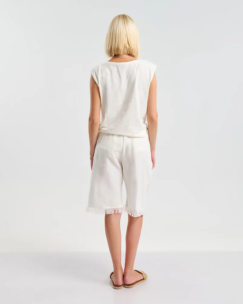 ΑΜΑΝΙΚΟ ΤΟΠ ΣΕ ΛΕΥΚΟ ΧΡΩΜΑ ΜΕ ΔΕΣΙΜΟ ΜΠΡΟΣΤΑ ONE SIZE (100% COTTON)