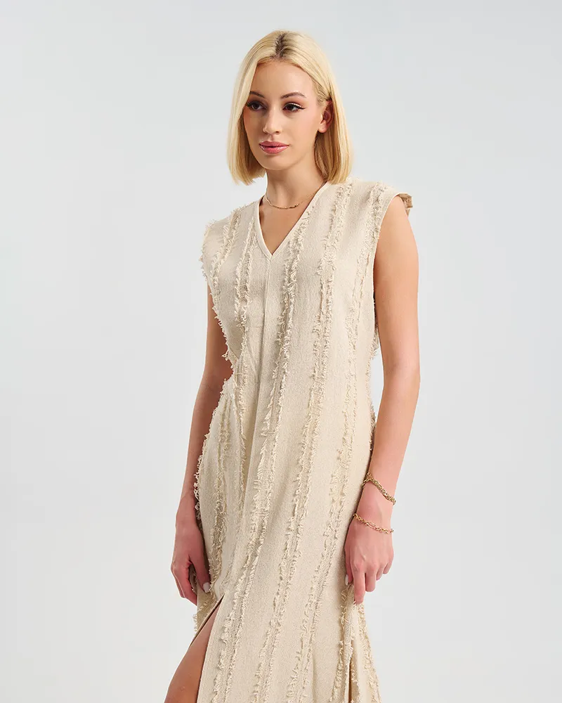 ΜΑΚΡΥ ΜΠΕΖ ΦΟΡΕΜΑ ΜΕ ΔΙΑΚΡΙΤΙΚΑ ΦΟΥΝΤΑΚΙΑ ONE SIZE ( 100% COTTON)