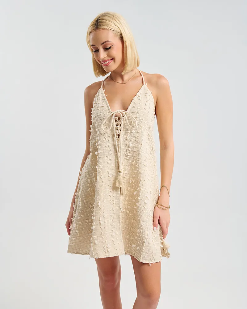 ΦΟΡΕΜΑ ΚΟΝΤΟ ΣΕ  ΜΠΕΖ ΧΡΩΜΑ ONE SIZE ( 100% COTTON)